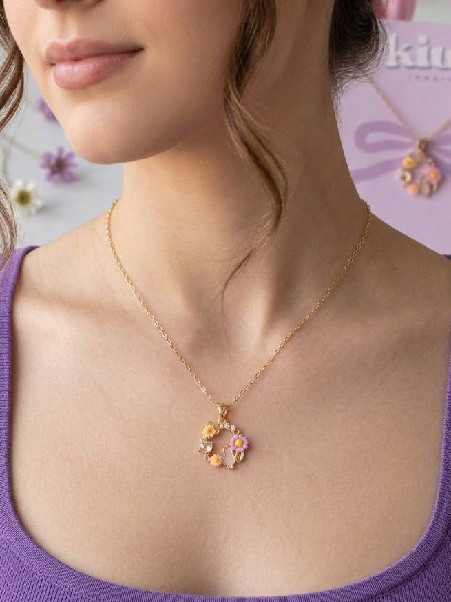 Collar Gatito Floral Stainless Steel