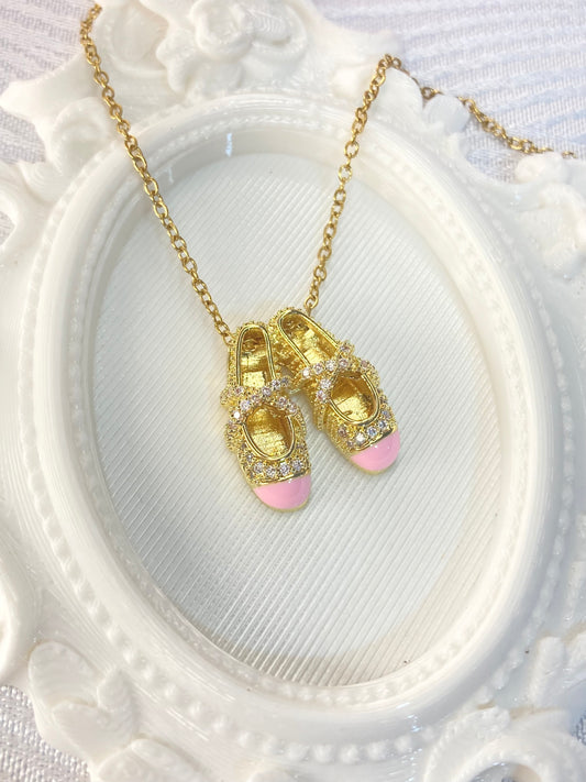 Collar Ballerina Shoes Pink Stainless Steel