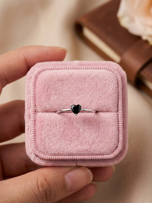 Anillo Ajustable Heart Negro S925
