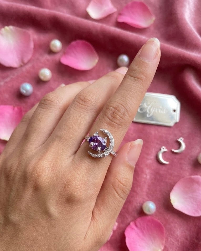Anillo Gato Lunar Silver Plated
