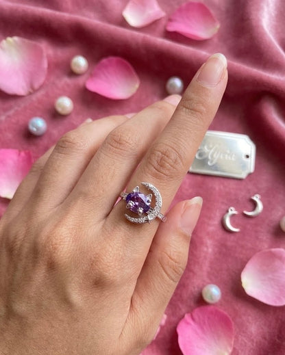 Anillo Gato Lunar Silver Plated