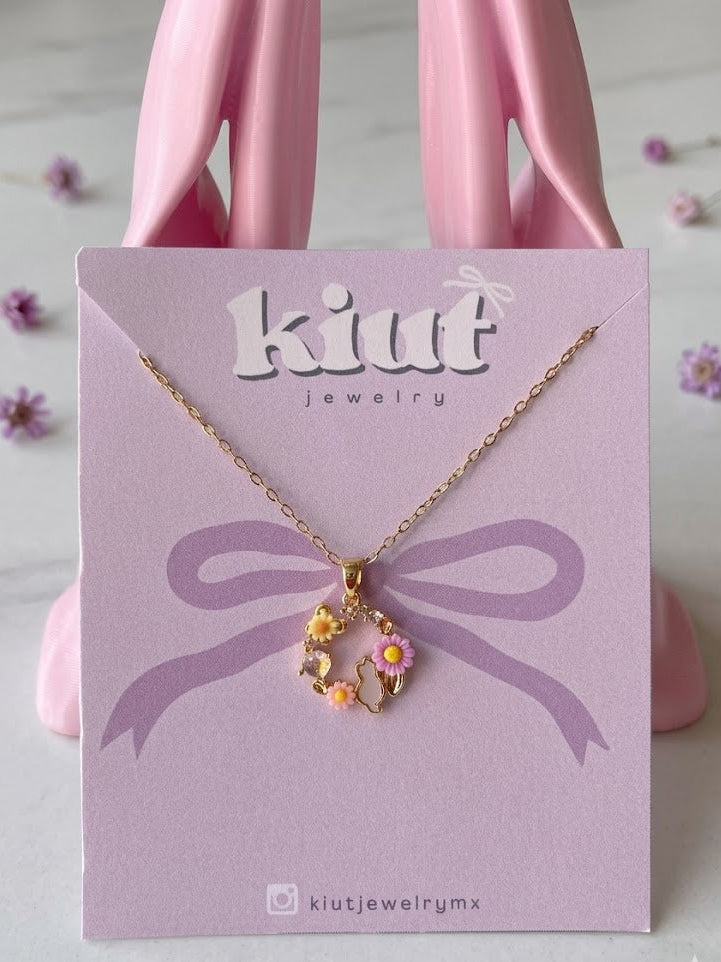 Collar Gatito Floral Stainless Steel